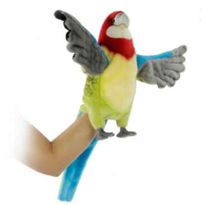 marionnette a main peluche realiste oiseau rosella jaune -7351