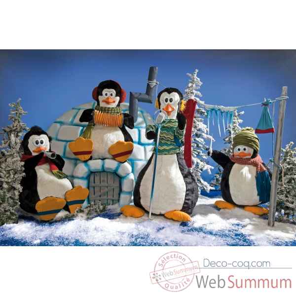 Automate - orchestre de pingouins (4 personnages) Automate Decoration Noel 385