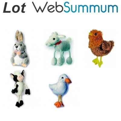 Ensemble 5 marionnettes à doigt animaux de la ferme -LWS-308