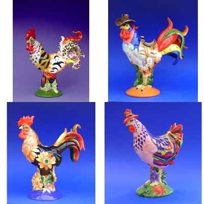 Lot de 4 figurines coq Poultry in motion -LWS-11358