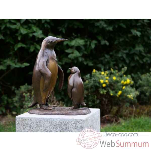 Statue bronze pingouin et bébé -B1293