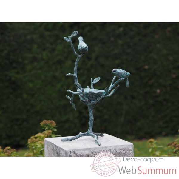 Statuette mangeoire a oiseaux bronze -GA1814BR-V